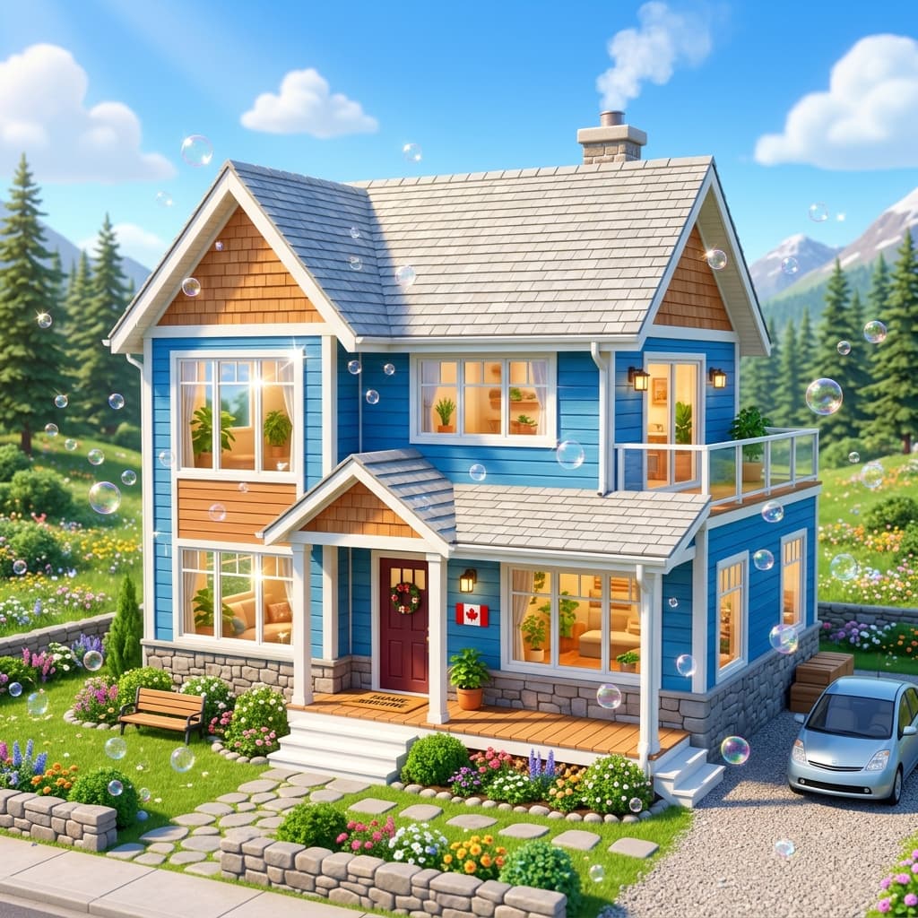 Sparkling Clean 3D Cartoon Home